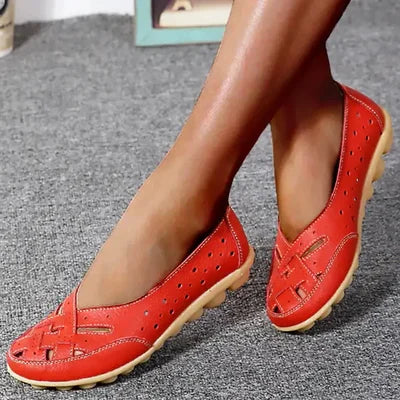 Leather Loafers with Breathable Cut-Out Design