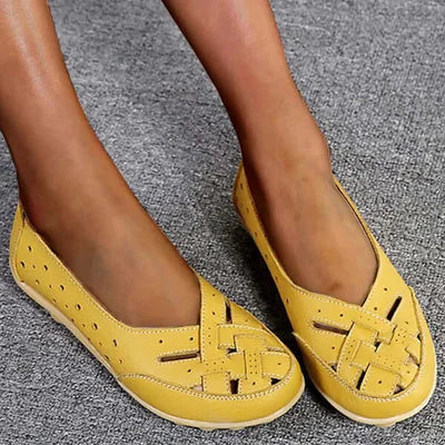 Leather Loafers with Breathable Cut-Out Design
