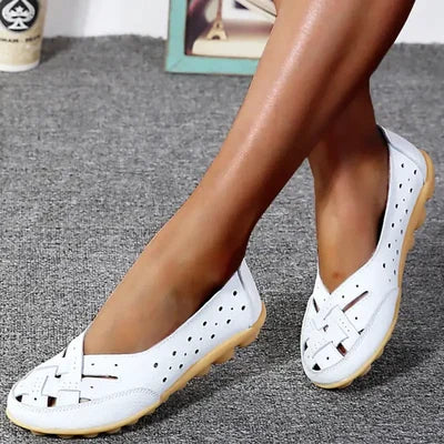 Leather Loafers with Breathable Cut-Out Design