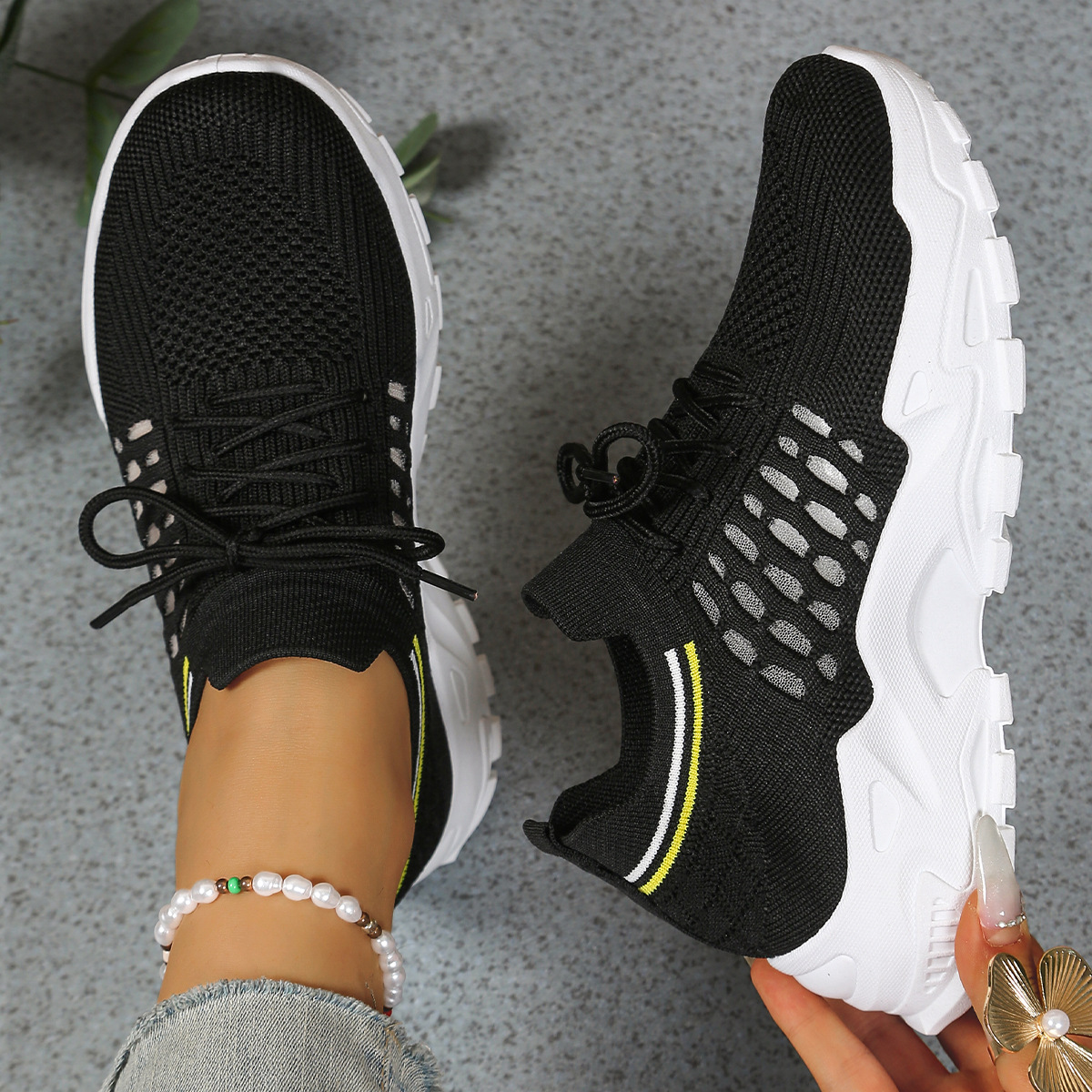 Mesh Walking Trainers with Chunky Sole
