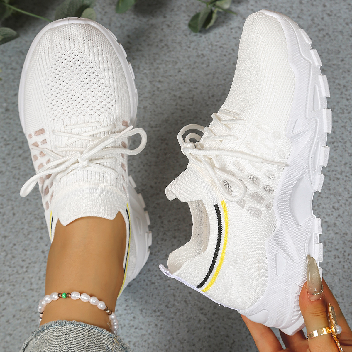Mesh Walking Trainers with Chunky Sole