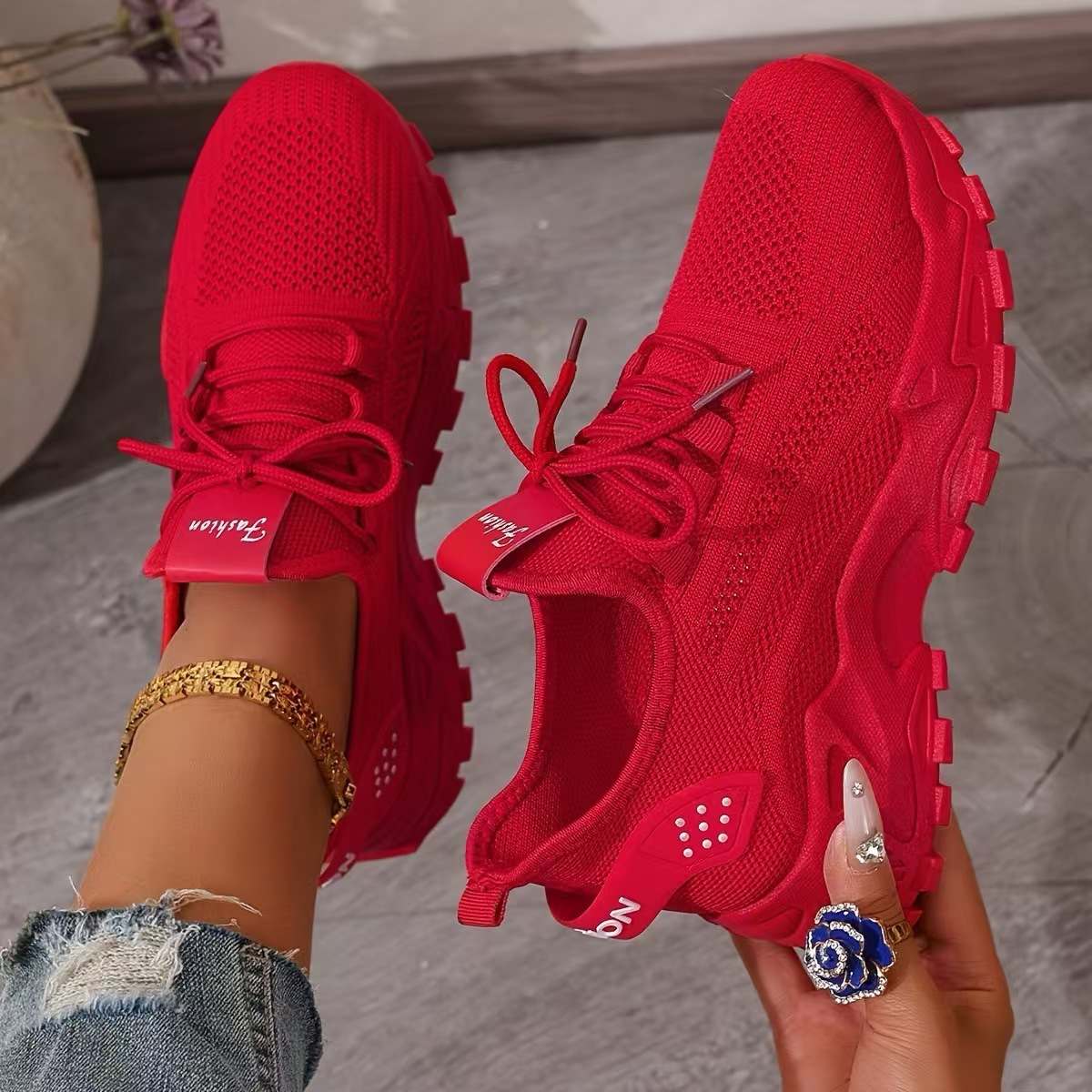 Mesh Walking Trainers with Chunky Sole