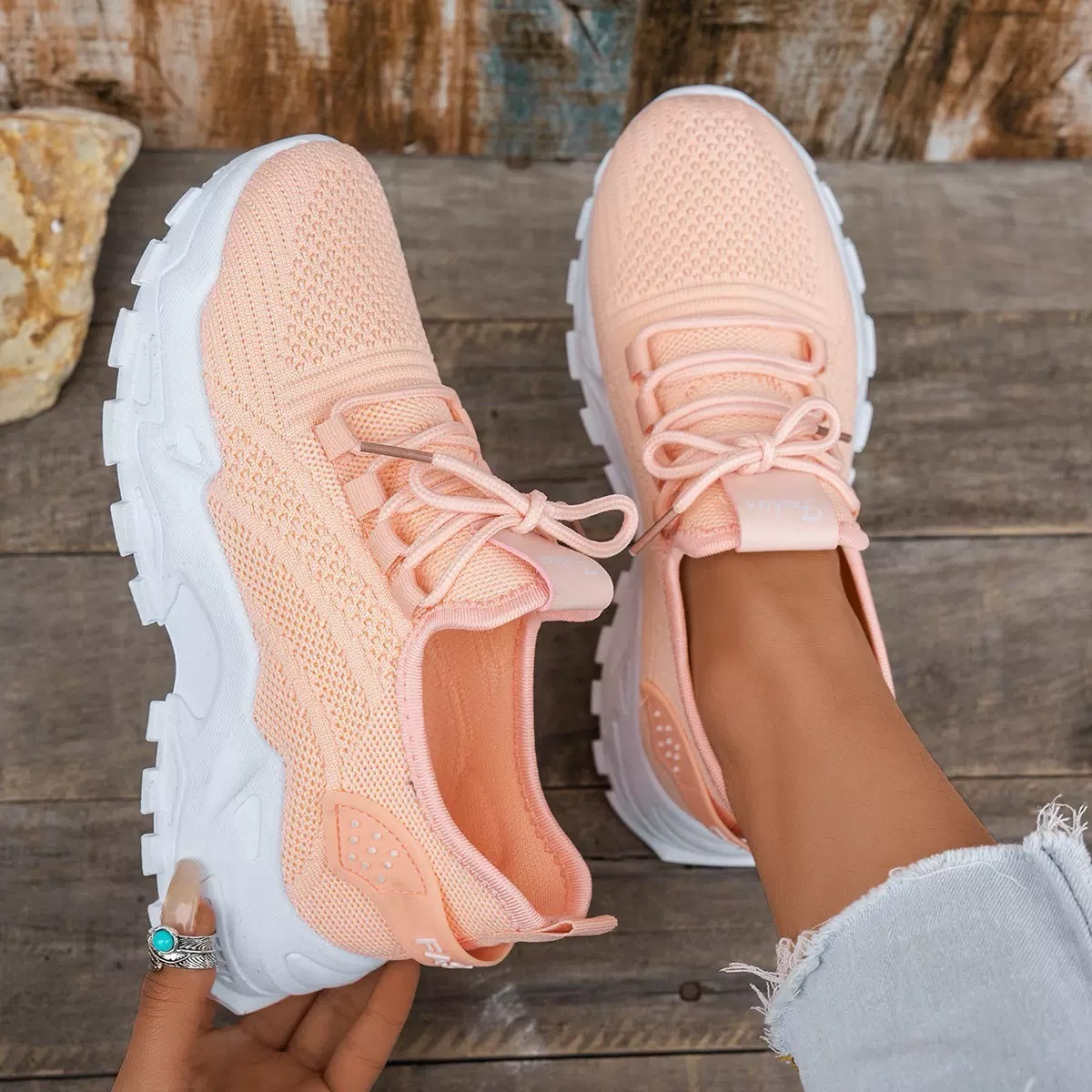 Mesh Walking Trainers with Chunky Sole