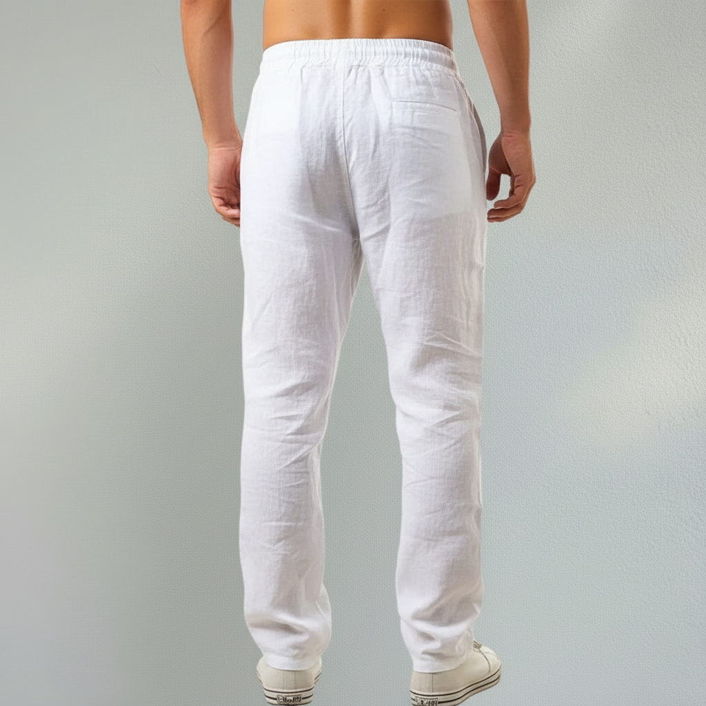 Men's Linen Trousers with Drawstring Waist for Everyday Wear