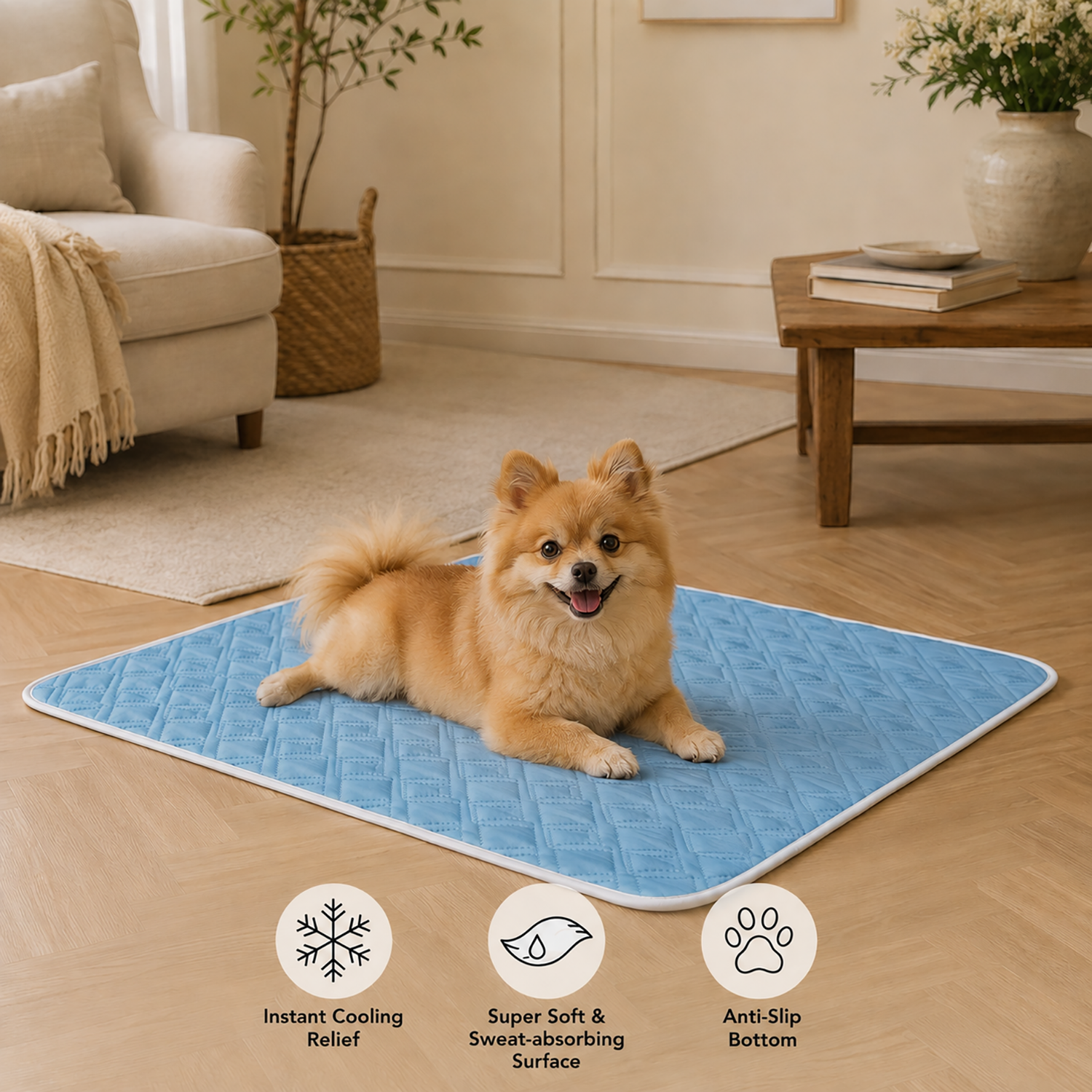 Pet Cooling Mat with Non-Slip Base