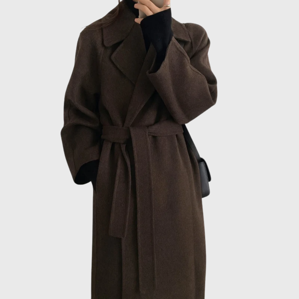 Women's Wool Blend Belted Coat | Longline Winter Coat
