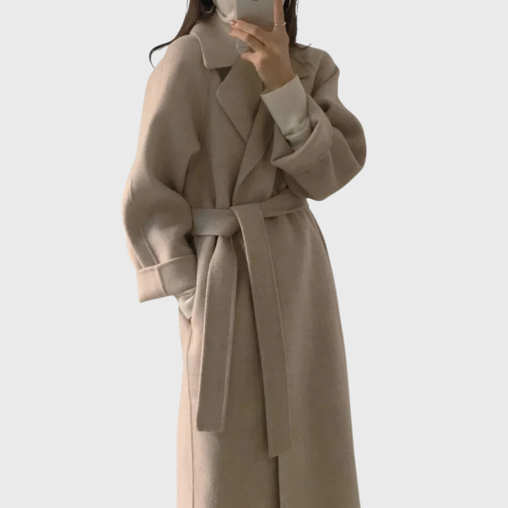 Women's Wool Blend Belted Coat | Longline Winter Coat
