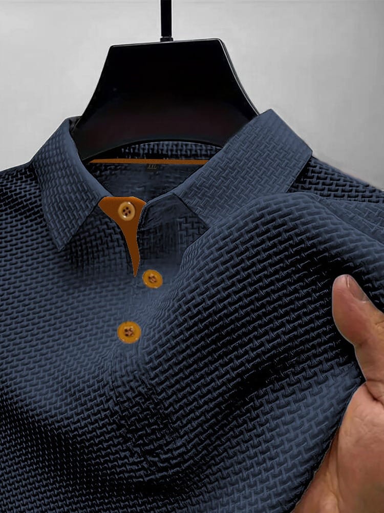 Men’s Textured Short Sleeve Polo Shirt