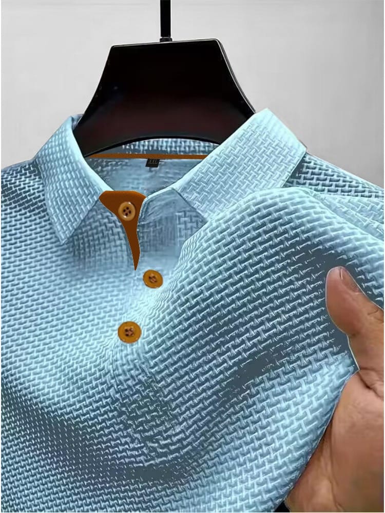 Men’s Textured Short Sleeve Polo Shirt