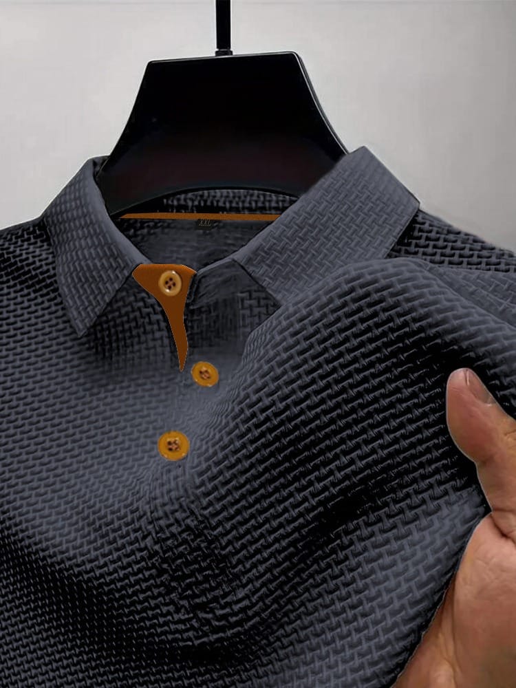 Men’s Textured Short Sleeve Polo Shirt