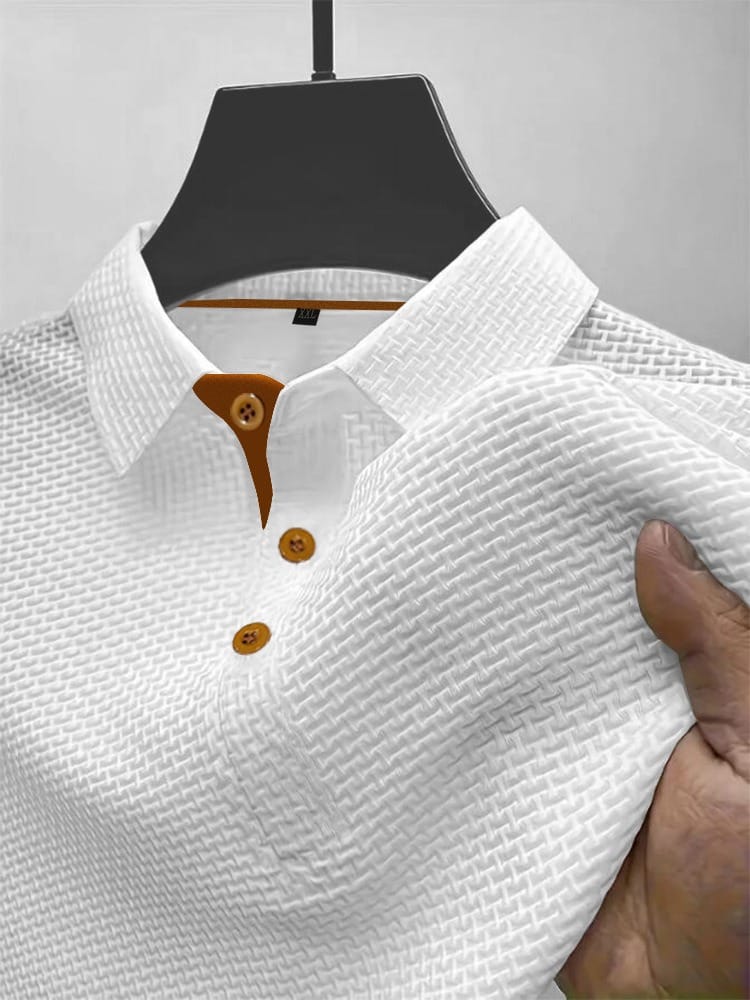 Men’s Textured Short Sleeve Polo Shirt