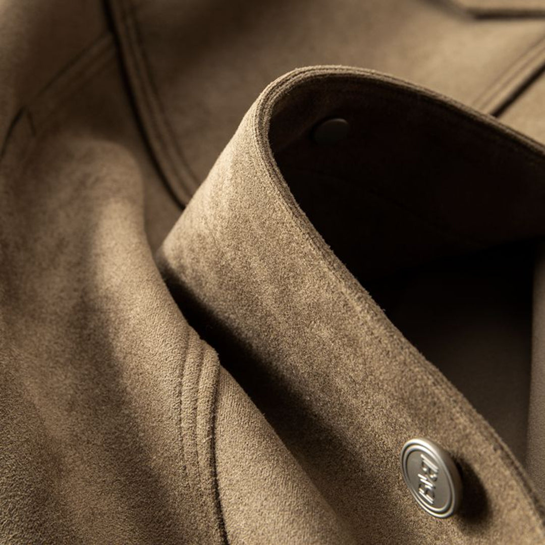 Men's Suede Trucker Jacket with Flap Pockets