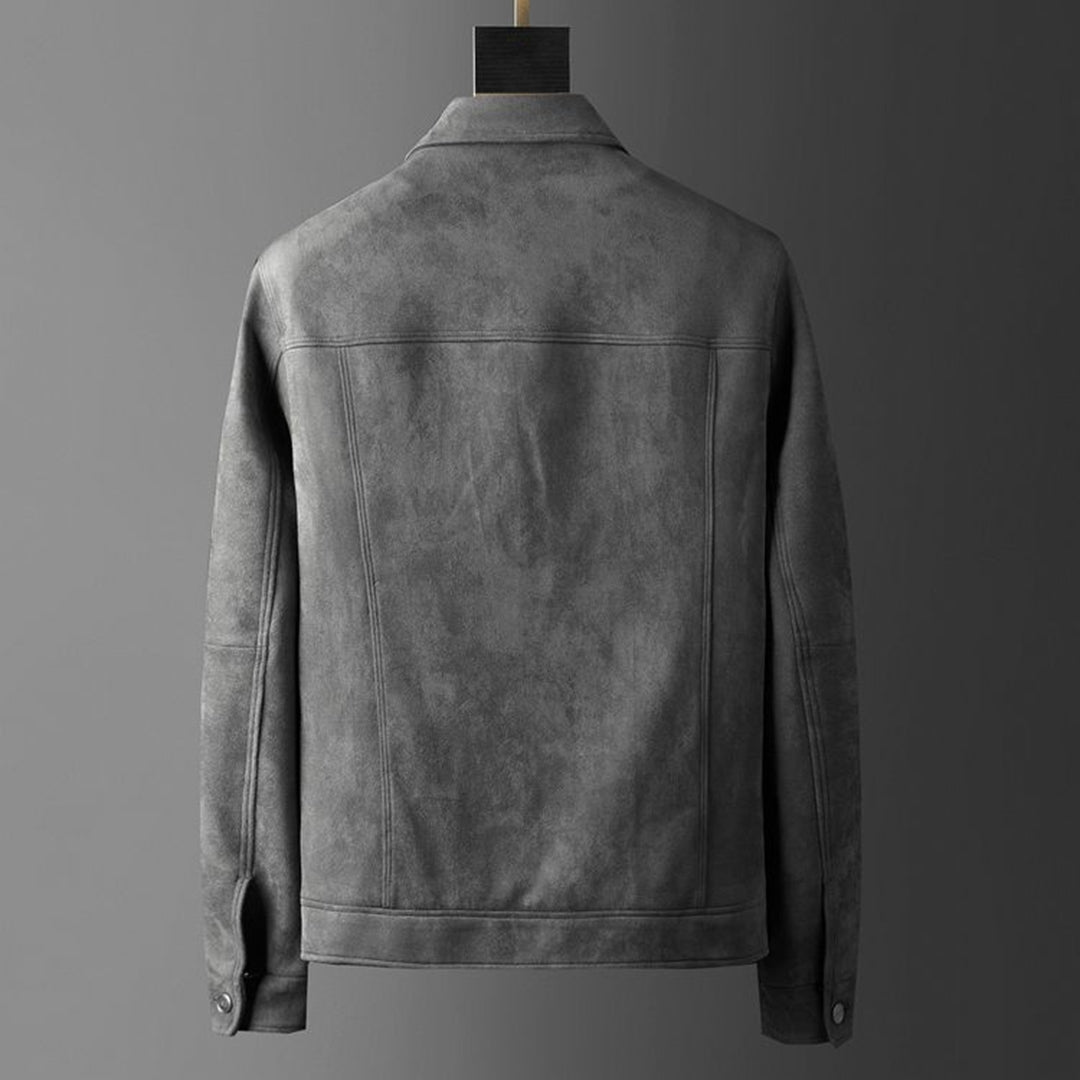 Men's Suede Trucker Jacket with Flap Pockets