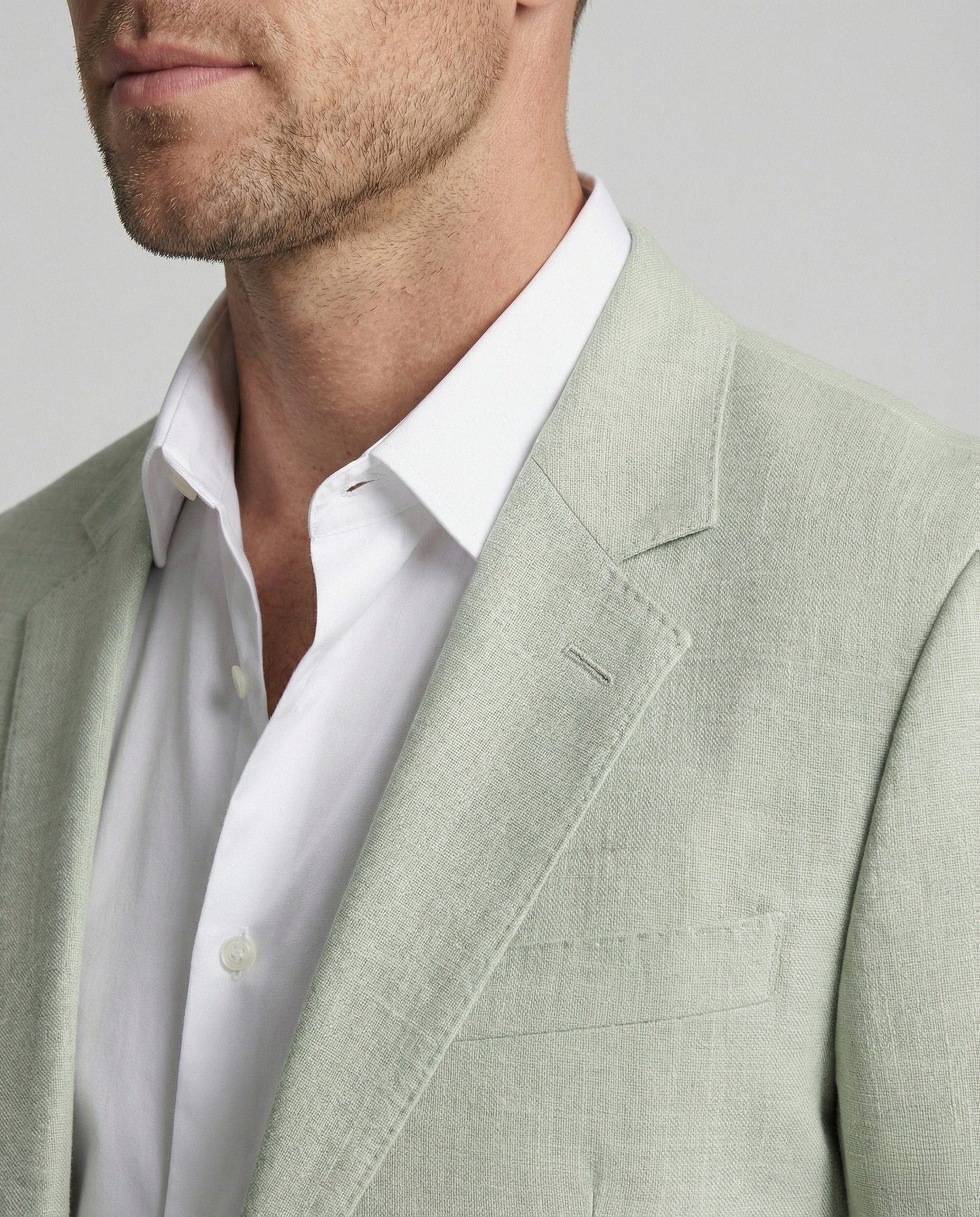 Linen Blend Two-Piece Suit with Notch Lapel