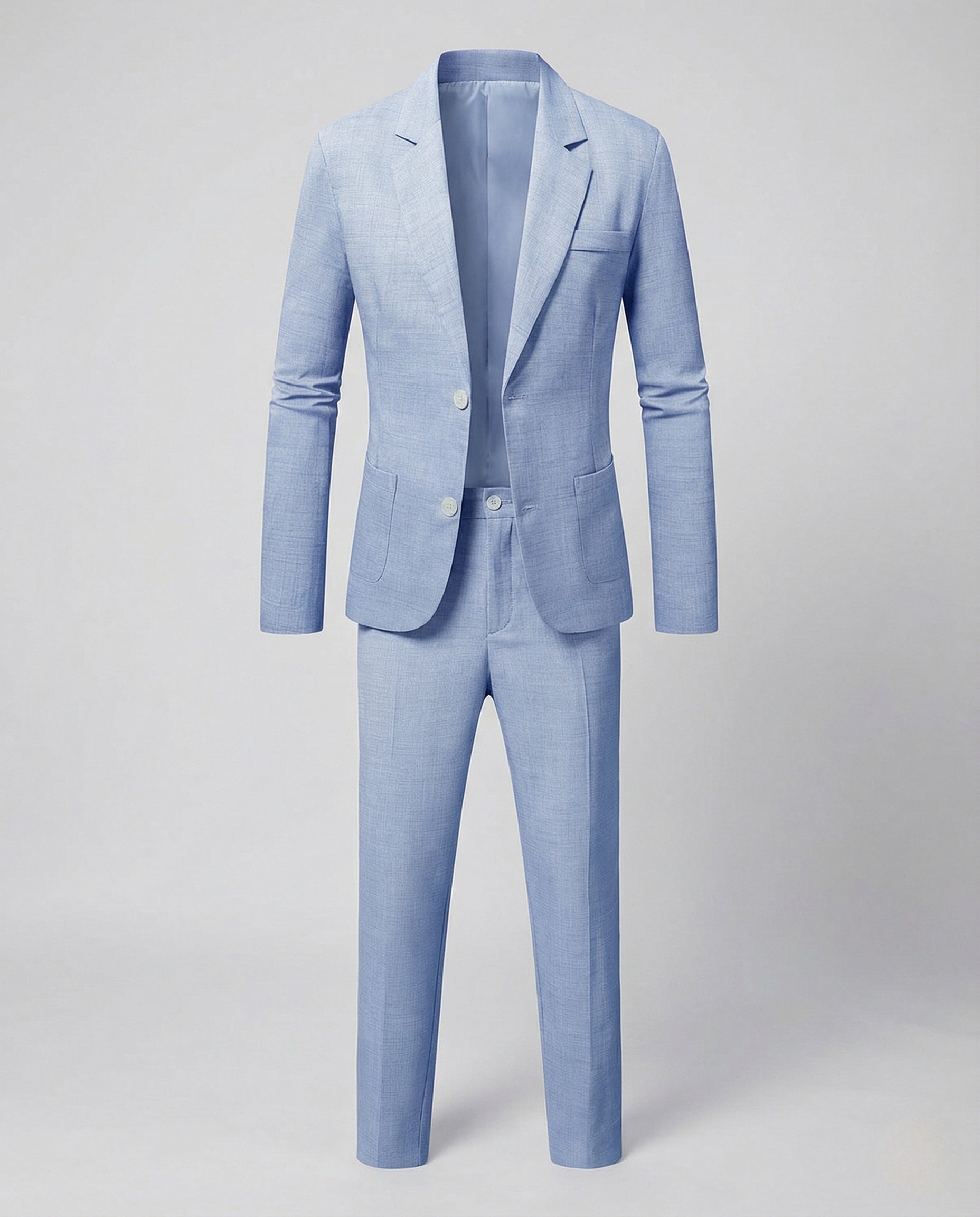 Linen Blend Two-Piece Suit with Notch Lapel