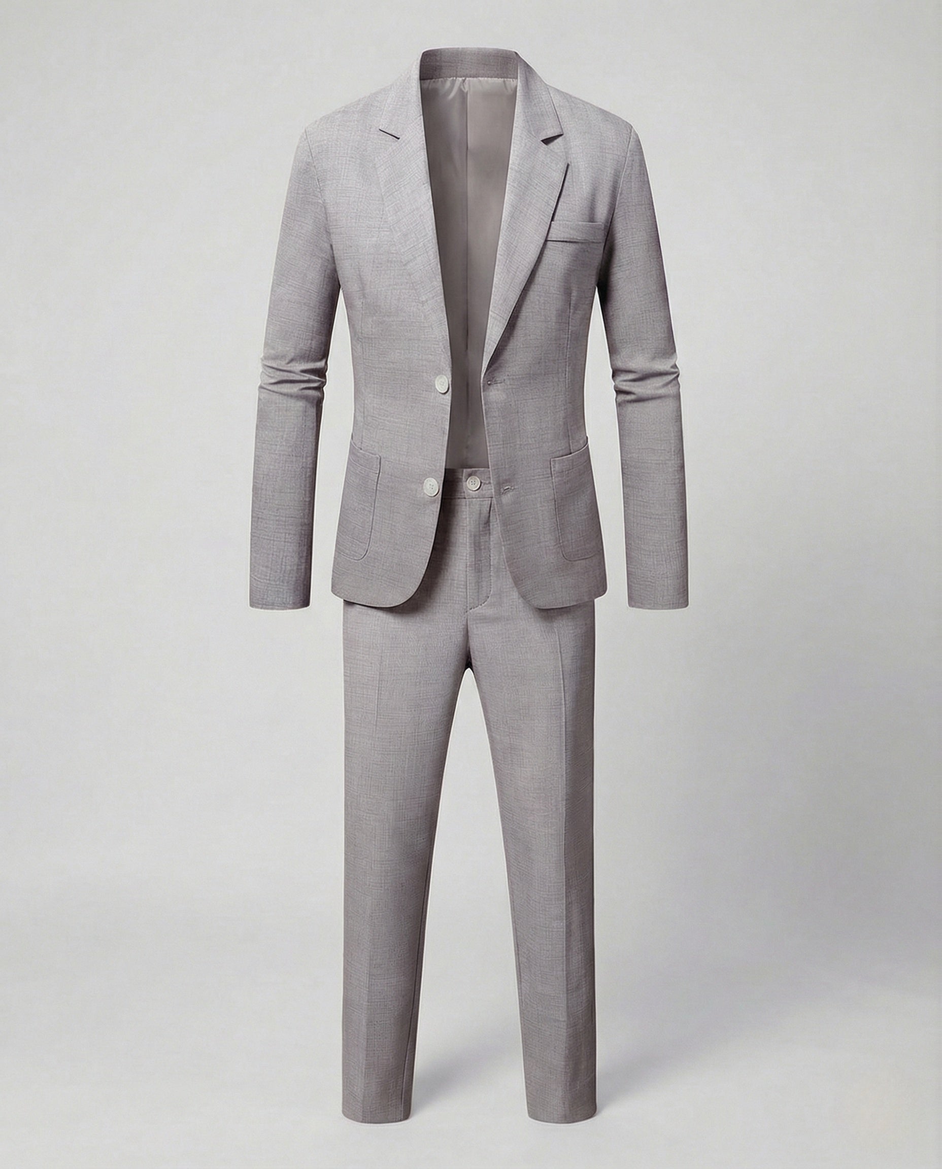 Linen Blend Two-Piece Suit with Notch Lapel