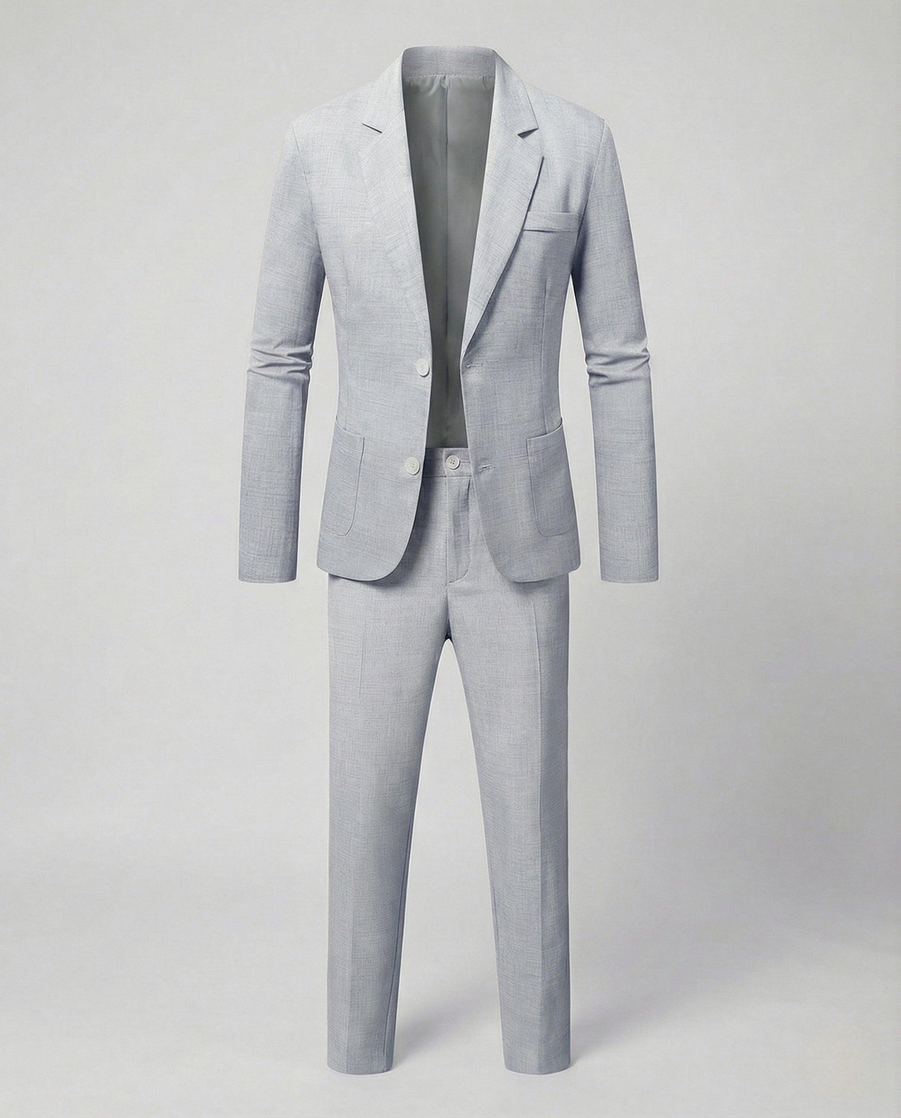 Linen Blend Two-Piece Suit with Notch Lapel