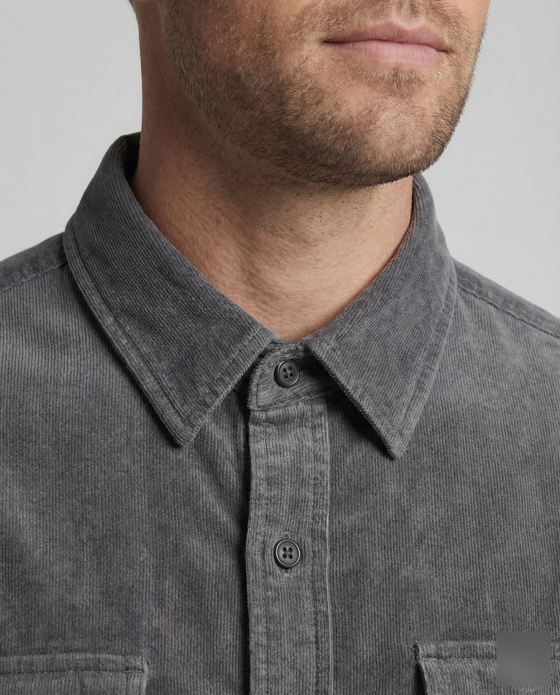 Men's Corduroy Button-Down Shirt with Chest Pockets