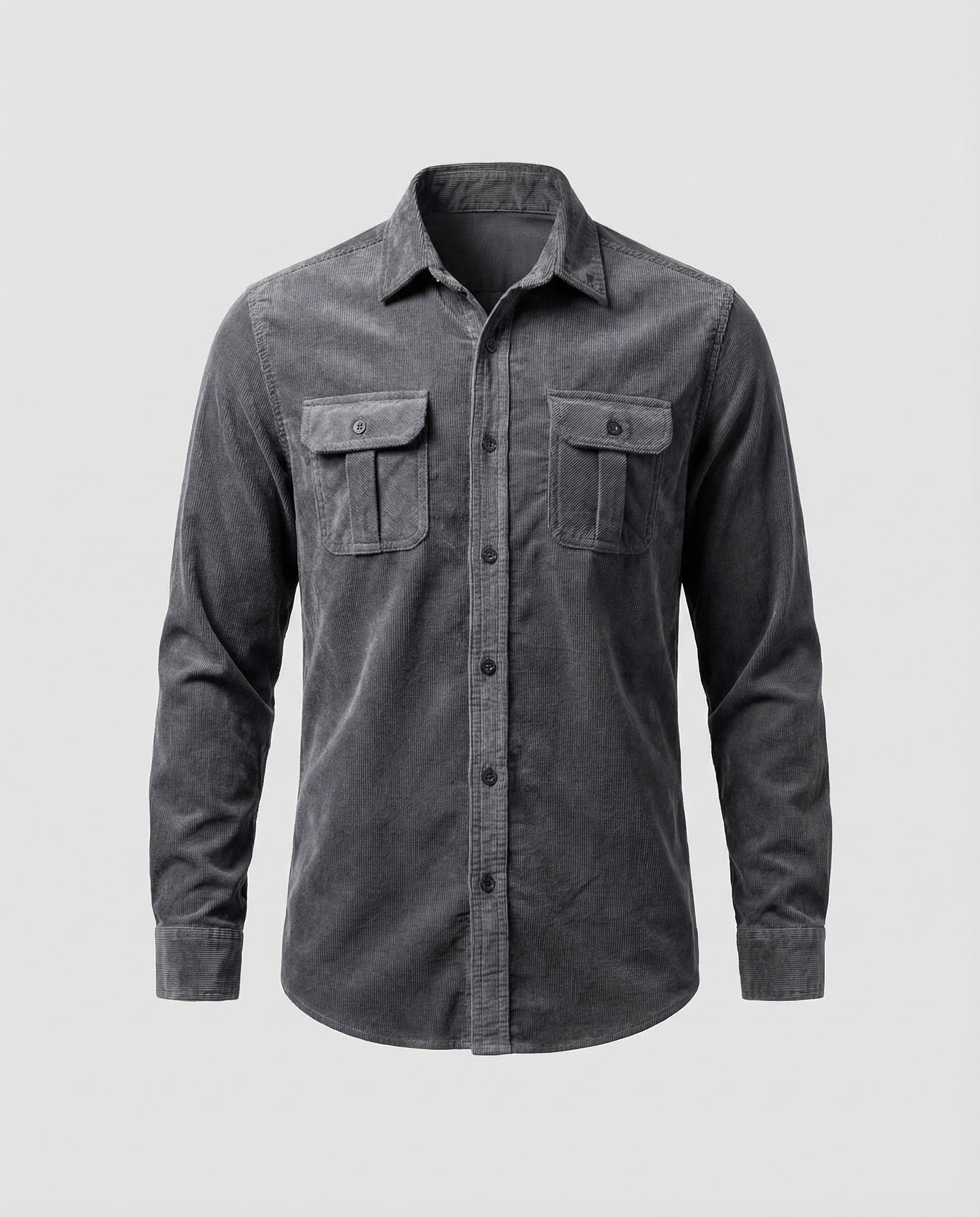 Men's Corduroy Button-Down Shirt with Chest Pockets