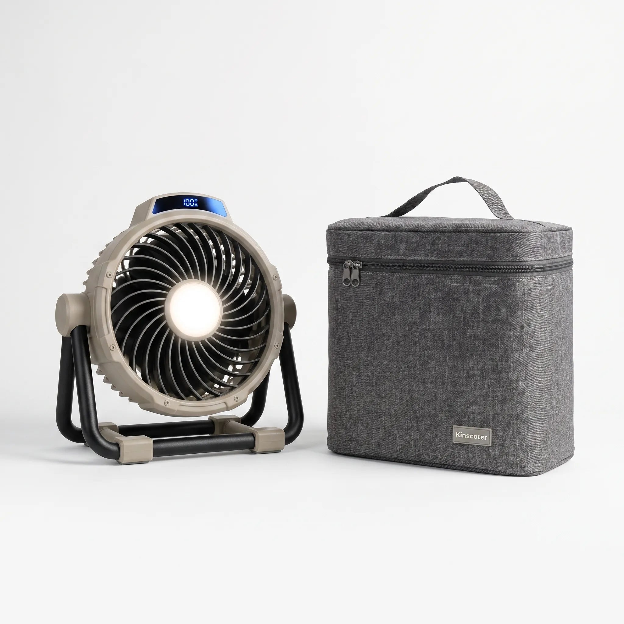 Camping Fan with LED Light and Carry Case