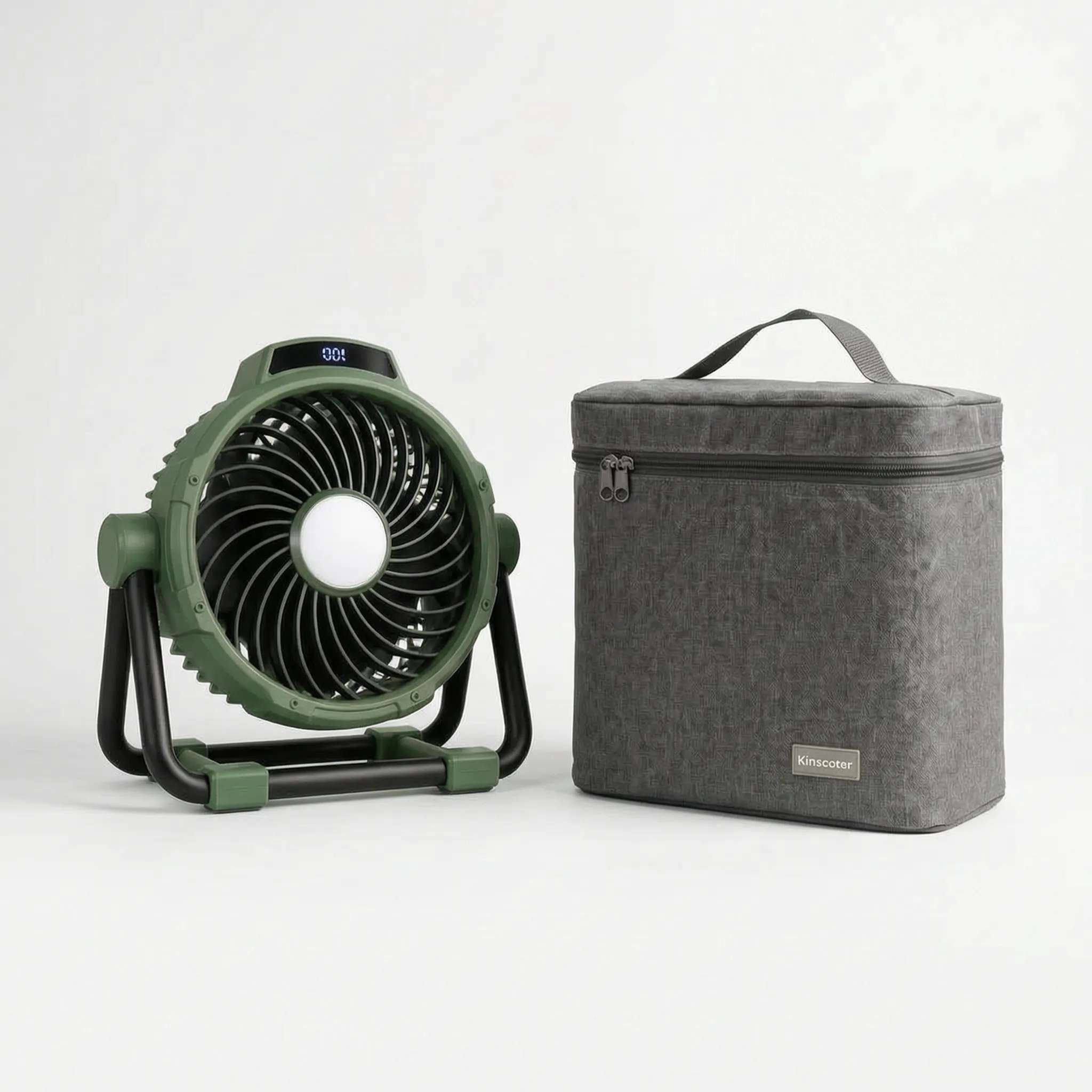Camping Fan with LED Light and Carry Case