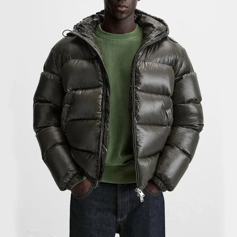 Men's Quilted Puffer Jacket | Hooded Winter Coat