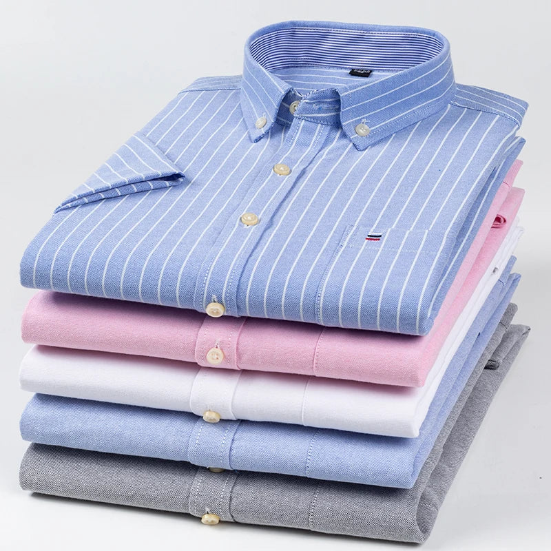 Men's Short Sleeve Checked Shirt with Chest Pocket