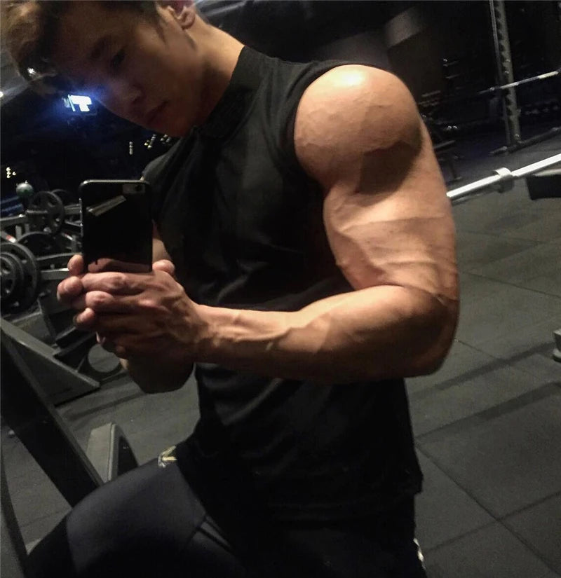 Men’s Compression Gym Tank Top with High Neck