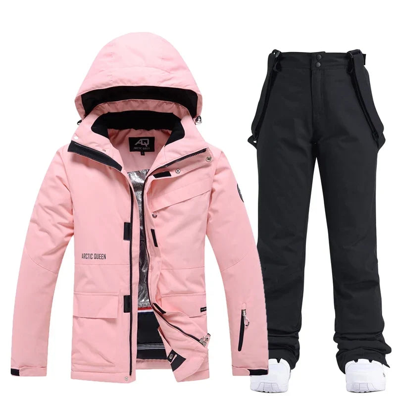 Women's Hooded Ski Jacket and Salopettes Set