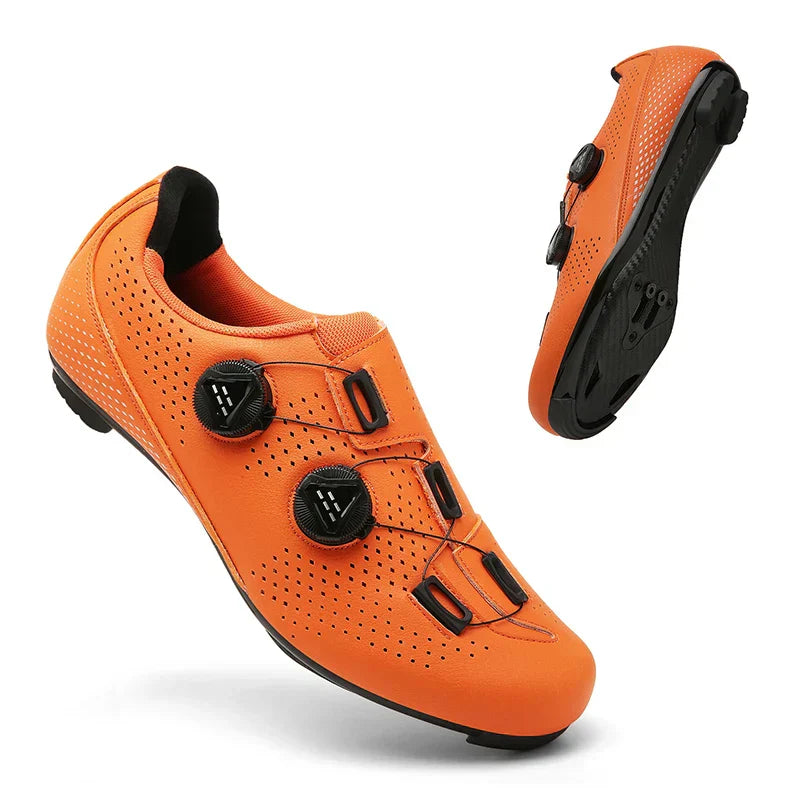 Cycling Shoes with Dial Closure and Perforated Upper