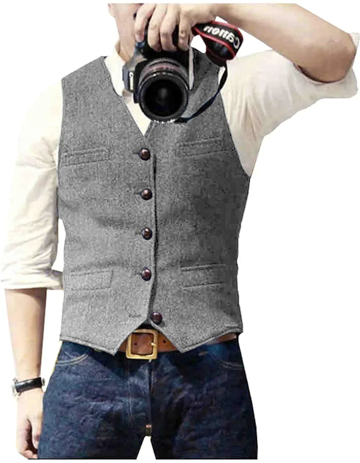 Gilet boutonné pour homme à col en V