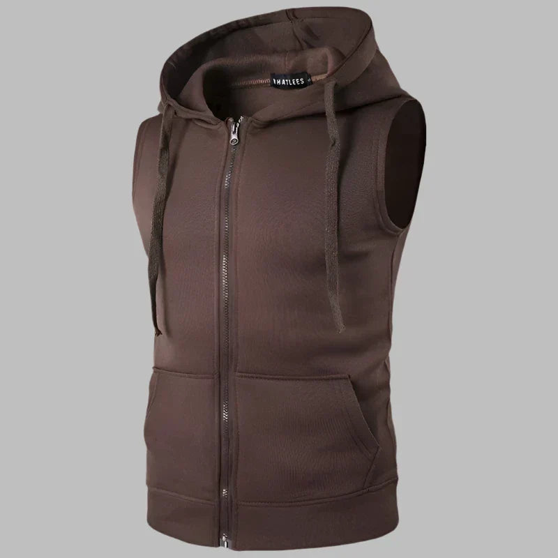 Men's Zip Up Sleeveless Hoodie Vest
