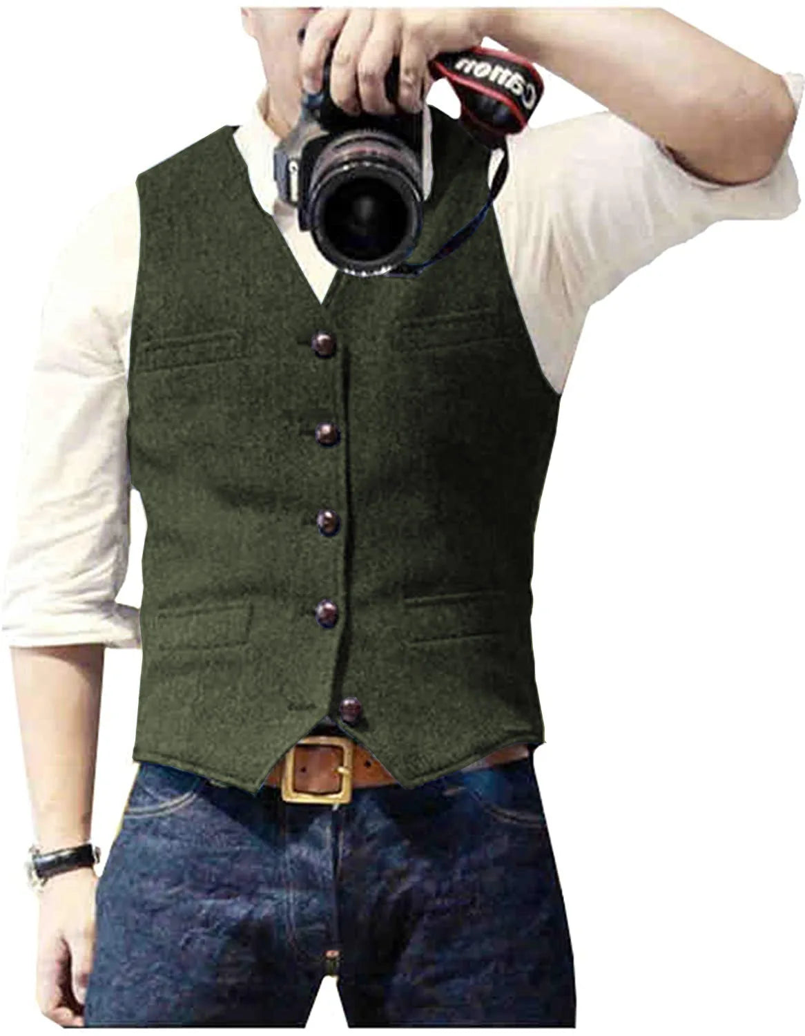 Gilet boutonné pour homme à col en V