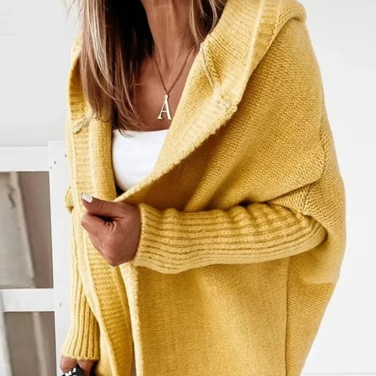 Women's Long Hooded Knit Cardigan