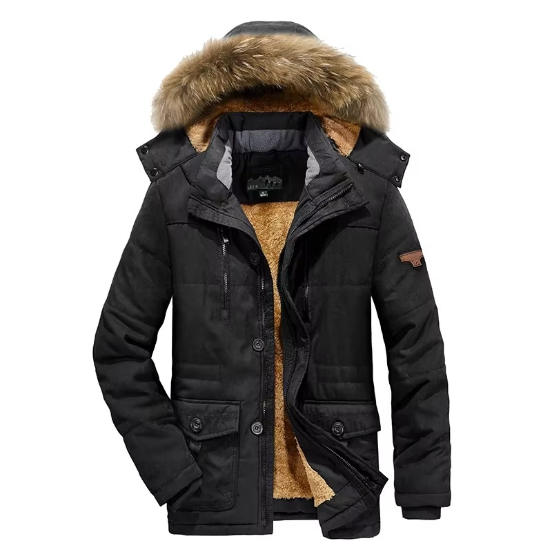 Parka d'hiver en polaire pour homme | Manteau à capuche à poches multiples