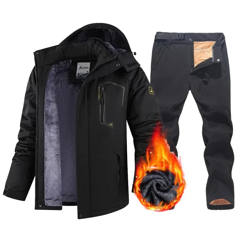 Men's Hooded Winter Jacket and Trousers Set | Fleece Lined