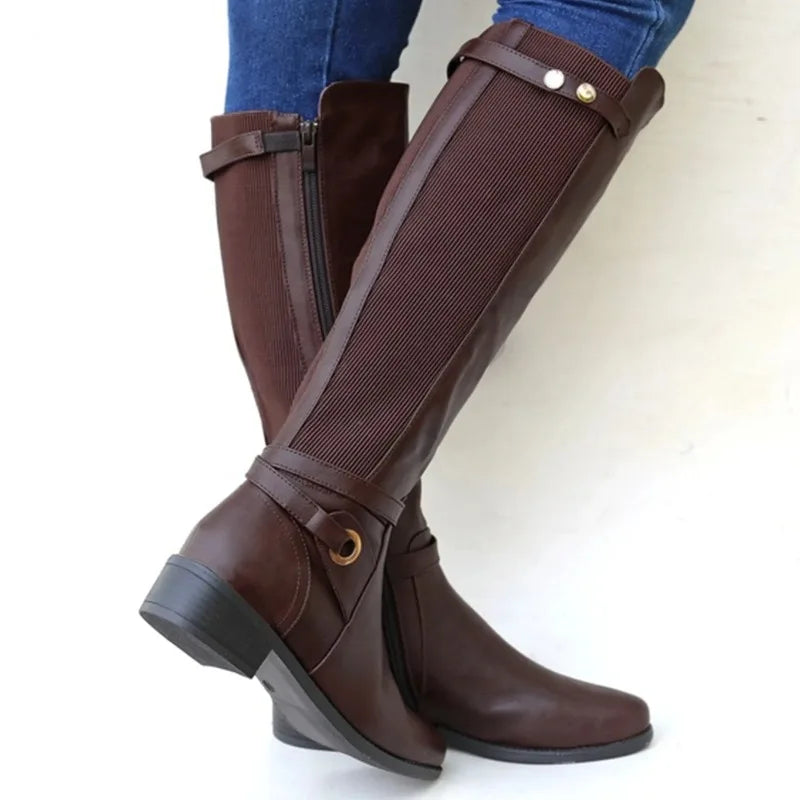 Women’s Knee-High Riding Boots with Stretch Panels