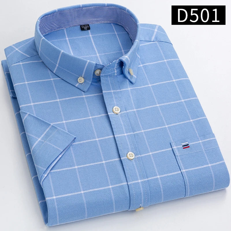 Men's Short Sleeve Checked Shirt with Chest Pocket