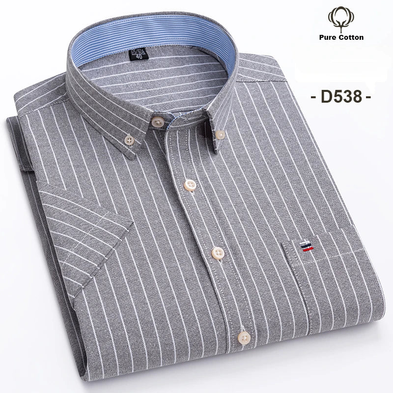Men's Short Sleeve Checked Shirt with Chest Pocket