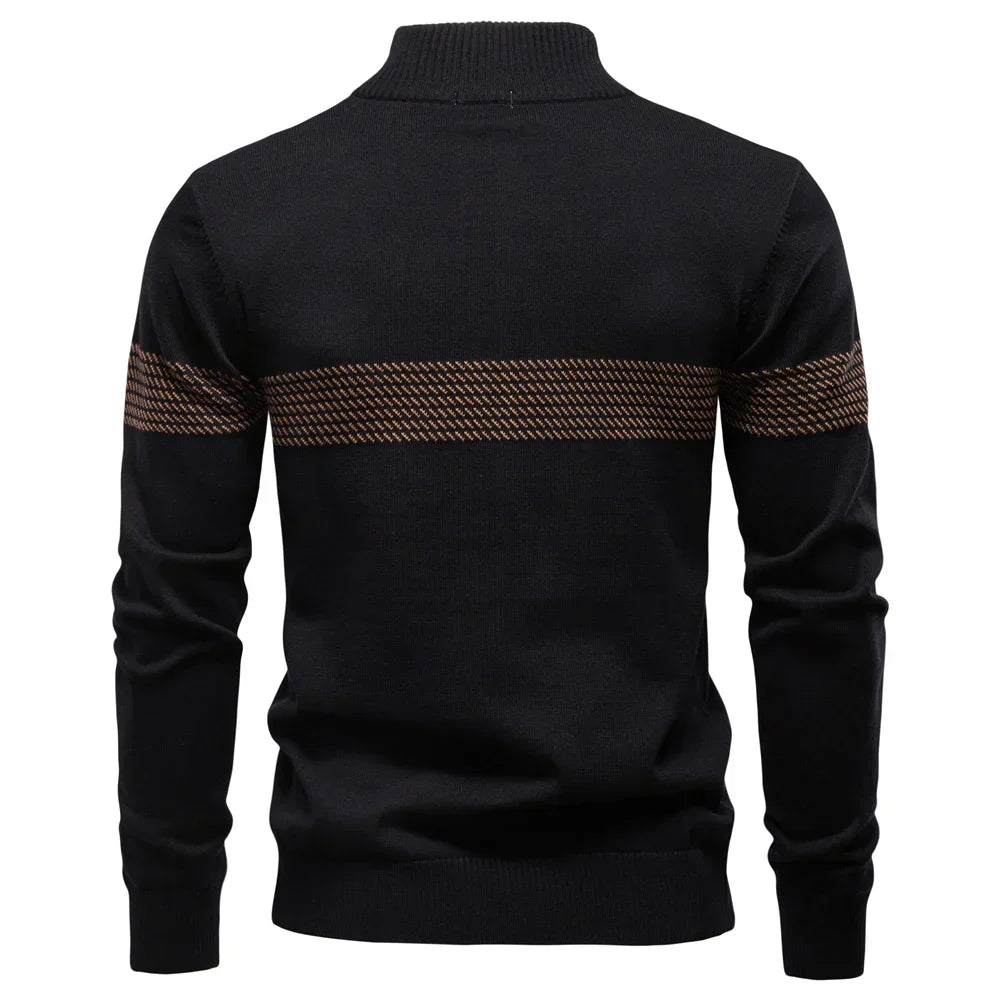 Men's Half-Zip Knit Jumper | Textured Panel Design
