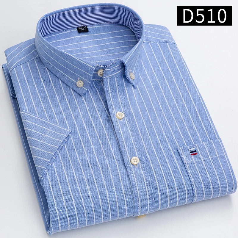 Men's Short Sleeve Checked Shirt with Chest Pocket