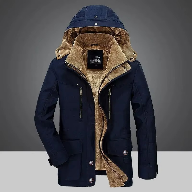 Parka d'hiver en polaire pour homme | Manteau à capuche à poches multiples