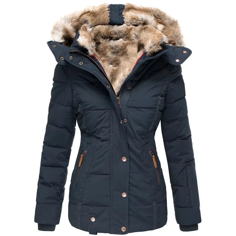 Parka à capuche pour femme | Manteau d'hiver bordé de fausse fourrure