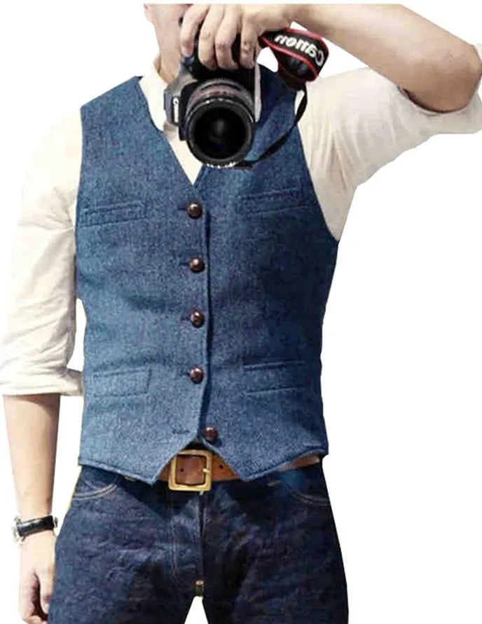 Gilet boutonné pour homme à col en V
