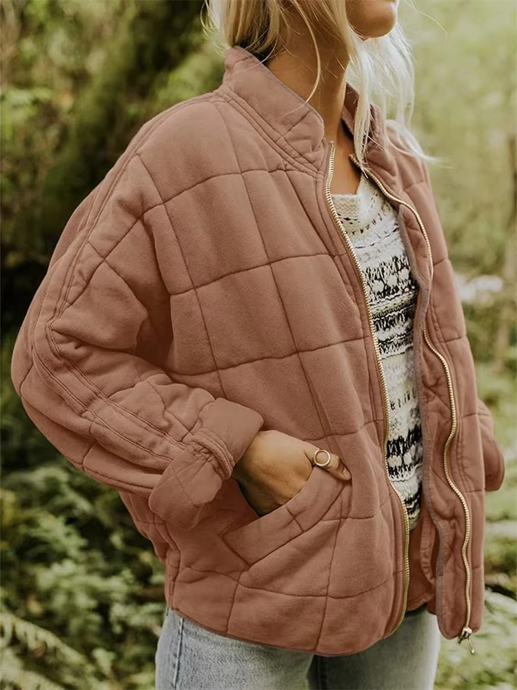 Veste d’hiver matelassée en coton pour femme | Manteau oversize zippé