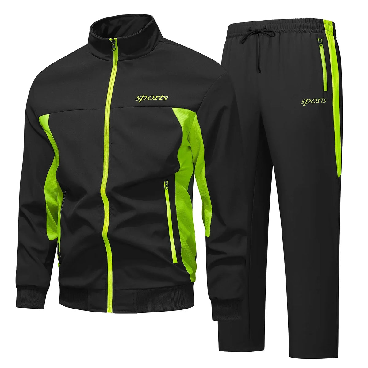 Ensemble de survêtement zippé pour homme à empiècements contrastants