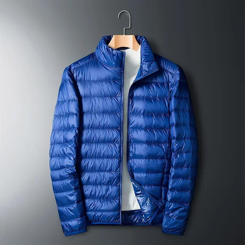 Men's Lightweight Packable Puffer Jacket with Stand Collar