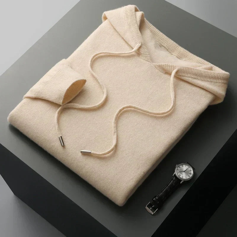 Men's Knitted Hoodie | Relaxed Pullover Jumper