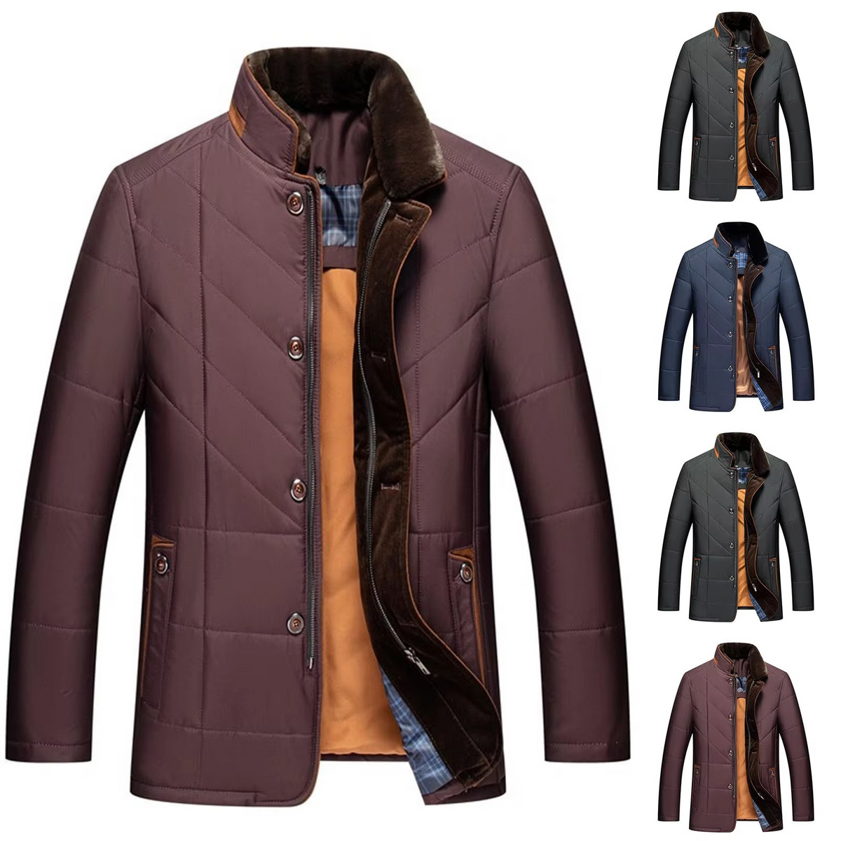 Men's Padded Winter Jacket | Fleece-Lined Casual Coat