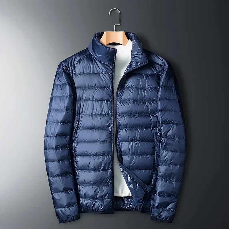 Men's Lightweight Packable Puffer Jacket with Stand Collar